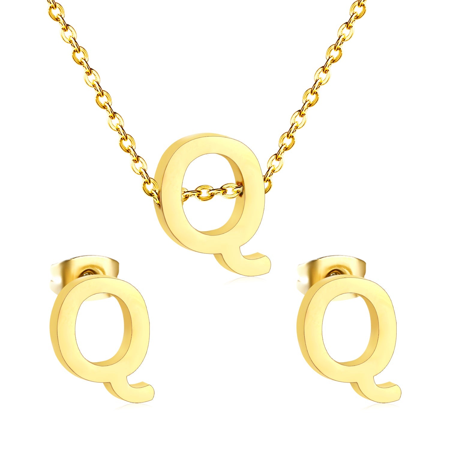 Steel/Gold Cut Letters Set without Diamonds A-Z asonjewelry